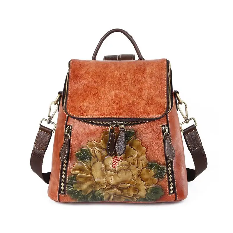 Retro Genuine Leather Floral High Quality Women Luxury Backpack 2021 New Large Capacity Cowhide Travel Backpack
Retro Genuine Leather Floral High Quality Women Luxury Backpack 2021 New Large Capacity Cowhide Travel Backpack