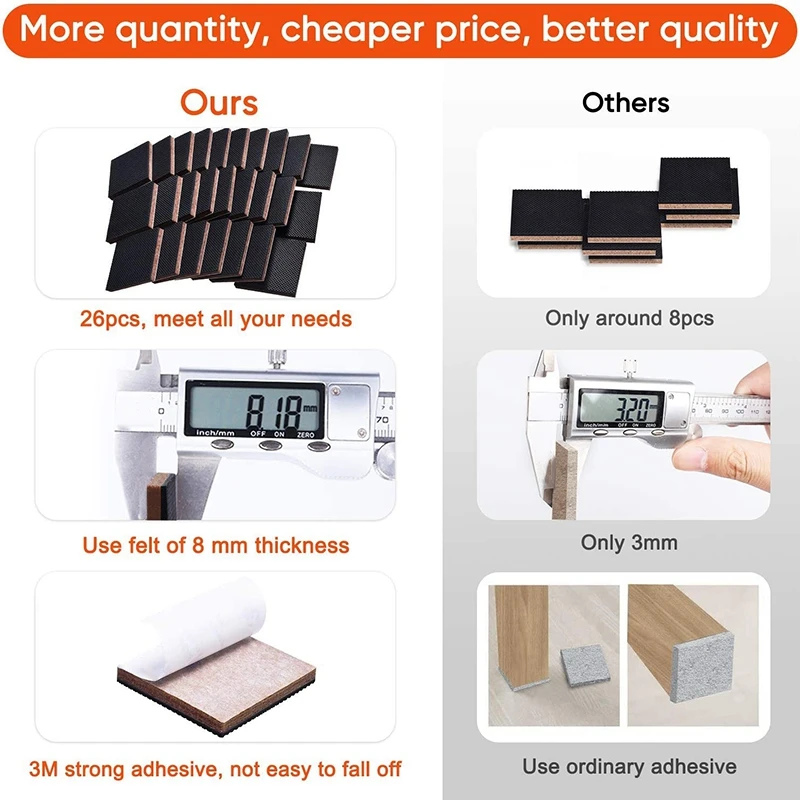 26 Pcs Square Furniture Pads Anti Slip Rubber Pads Self Adhesive Furniture Grippers Non Skid Furniture Pads 2 Inch
26 Pcs Square Furniture Pads Anti Slip Rubber Pads Self Adhesive Furniture Grippers Non Skid Furniture Pads 2 Inch