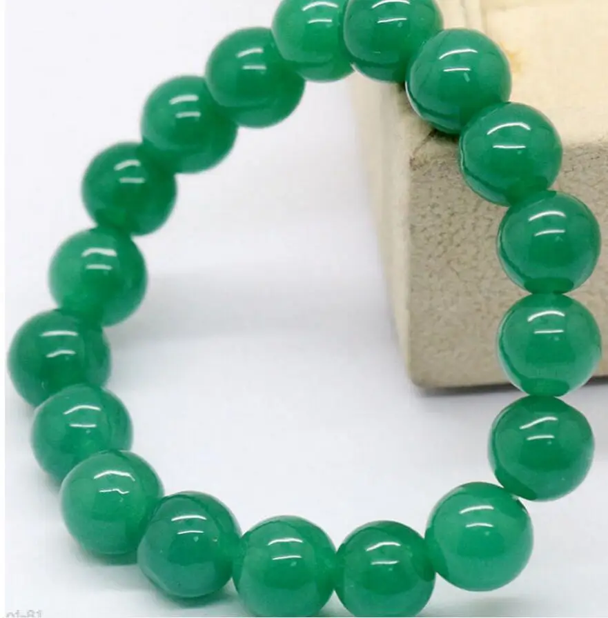 Бесплатная доставка ~! Зеленый Jadeite круглый жесткий браслет из бисера 10 мм |
