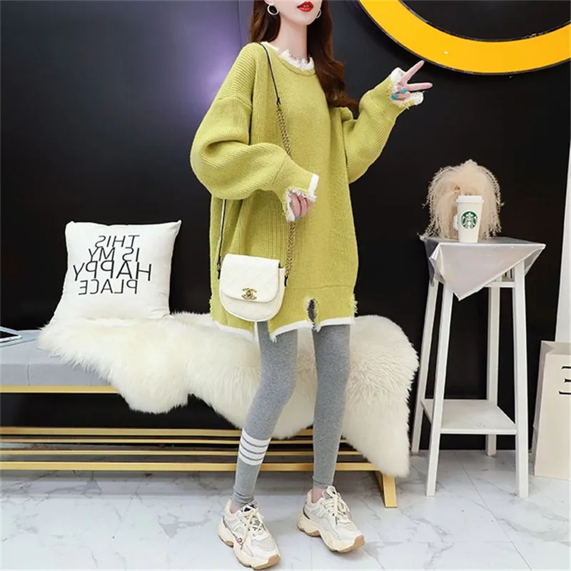 Autumn And Winter New Sweater Women's Korean Version Loose Fashion Round Neck Solid Color Irregular All Match Sweater Top C376
Autumn And Winter New Sweater Women's Korean Version Loose Fashion Round Neck Solid Color Irregular All Match Sweater Top C376