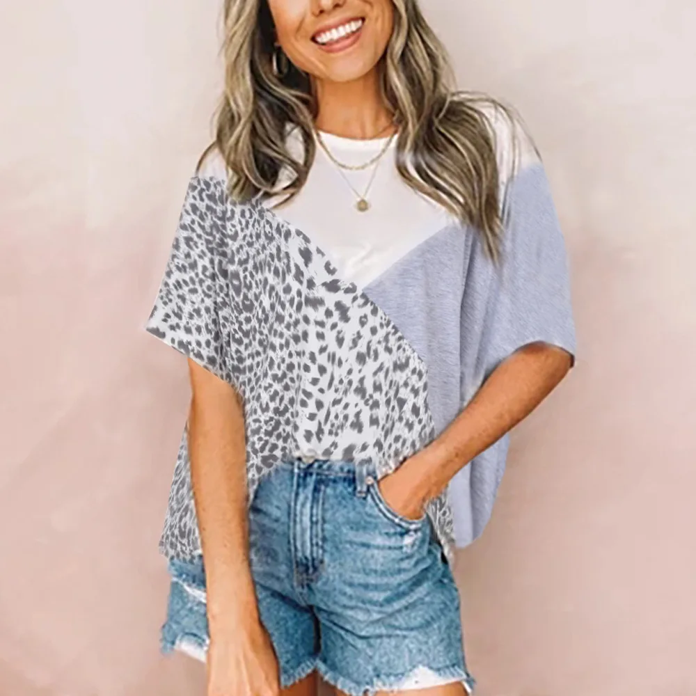 Women O-Neck Short Sleeve Cotton T Shirt Ladies Leopard Print Patchwork Tops Casual Loose Tee Shirt Summer Clothes For Women
Women O-Neck Short Sleeve Cotton T Shirt Ladies Leopard Print Patchwork Tops Casual Loose Tee Shirt Summer Clothes For Women