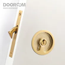 Dooroom Brass Sliding Door Handle Door Lock Set Kitchen Bathroom Wood Door Modern Inlaid Super Thin Shiny PVD Gold Matt Black