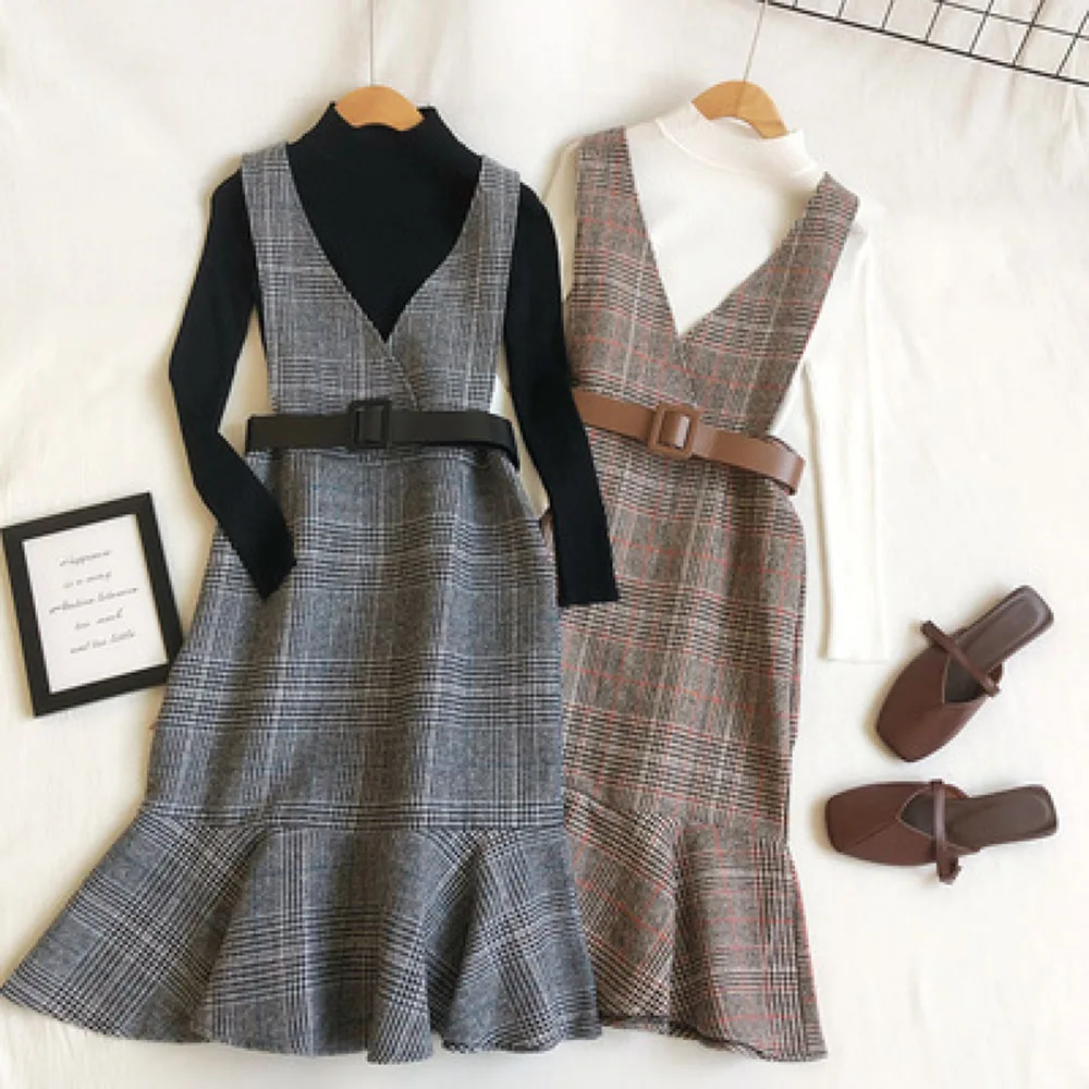 Sisjuly Women Thick Two Piece Sets Women Woolen Plaid Strap Dress Women's Slim Knitted Sweater Two-piece Suit OL Fashion Sets
Sisjuly Women Thick Two Piece Sets Women Woolen Plaid Strap Dress Women's Slim Knitted Sweater Two-piece Suit OL Fashion Sets