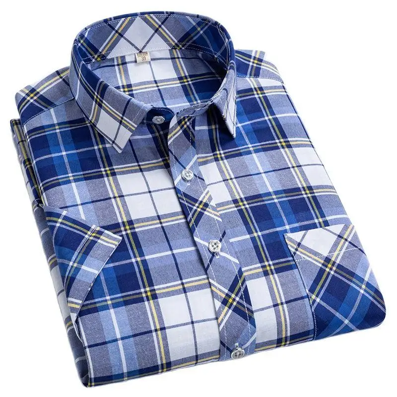 Checkered Shirts For Men Summer Short Sleeved Leisure Slim Fit Plaid Shirt Square Collar Soft Causal Male Tops With Front Pocket
Checkered Shirts For Men Summer Short Sleeved Leisure Slim Fit Plaid Shirt Square Collar Soft Causal Male Tops With Front Pocket