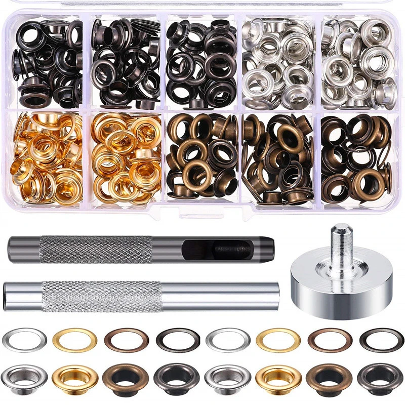 200pcs 4Colors Grommet Metal Eyelet Set 6mm Buttons Buckles Buttonhole with Washers for Cloth Leather Shoes Fixing Tool with Box
200pcs 4Colors Grommet Metal Eyelet Set 6mm Buttons Buckles Buttonhole with Washers for Cloth Leather Shoes Fixing Tool with Box