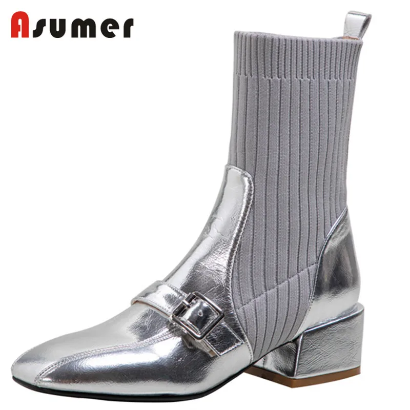 Asumer 2022 Plus Size 43 Thick Heels Stretch Sock Boots Women Shoes Square Toe Slip On Comfortable Winter Ankle Boots Women
Asumer 2022 Plus Size 43 Thick Heels Stretch Sock Boots Women Shoes Square Toe Slip On Comfortable Winter Ankle Boots Women