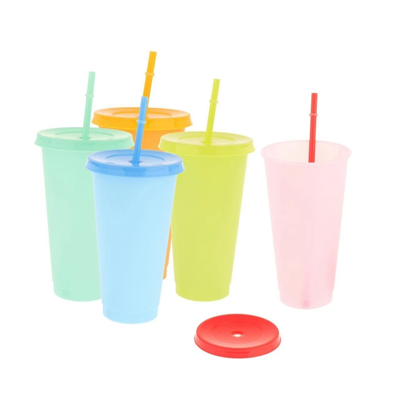 5PCS Color Changing Cup Reusable Tumbler With Lid And Straw Cold Cup 700Ml
5PCS Color Changing Cup Reusable Tumbler With Lid And Straw Cold Cup 700Ml
