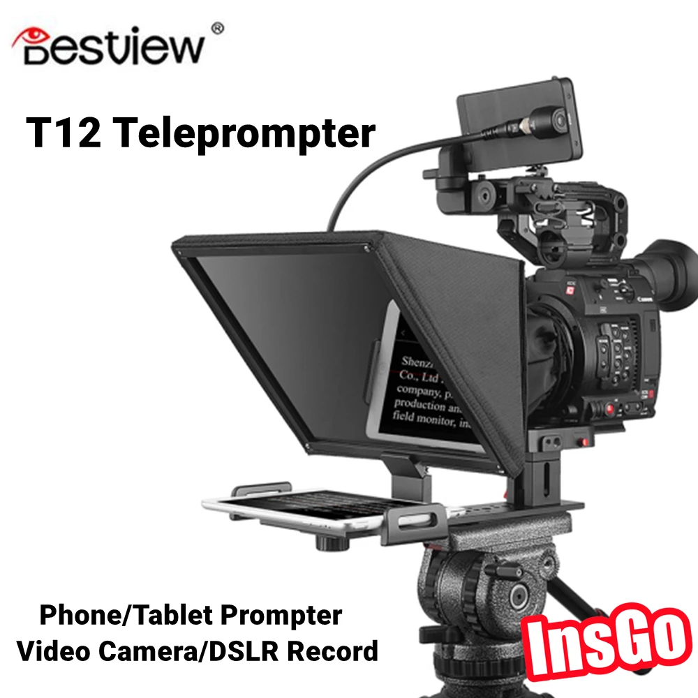 Bestview T12 телесуфлер, быстро складывающийся HD дисплей, документ для iPad, смартфона, интервью, телесуфлер, DSLR камера, запись
Bestview T12 телесуфлер, быстро складывающийся HD дисплей, документ для iPad, смартфона, интервью, телесуфлер, DSLR камера, запись