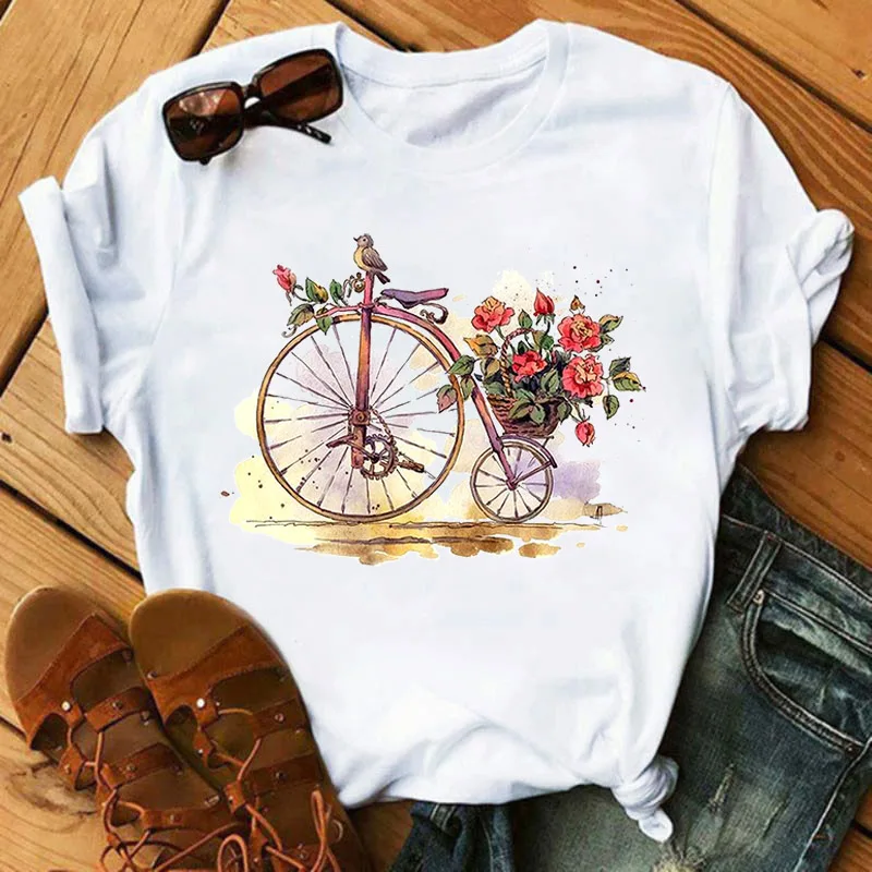 Футболка женская с круглым вырезом, модная белая рубашка с принтом цветов и птиц, для велоспорта, с акварелью
Футболка женская с круглым вырезом, модная белая рубашка с принтом цветов и птиц, для велоспорта, с акварелью