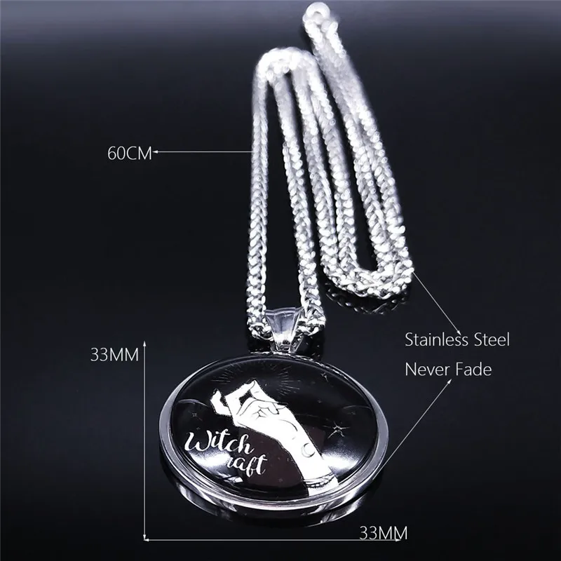 Witchcraft Hand Stainless Steel Glass Necklace Silver Color Long Necklaces for Women/Men Jewelry joyeria acero inoxidable NXS02 
Witchcraft Hand Stainless Steel Glass Necklace Silver Color Long Necklaces for Women/Men Jewelry joyeria acero inoxidable NXS02