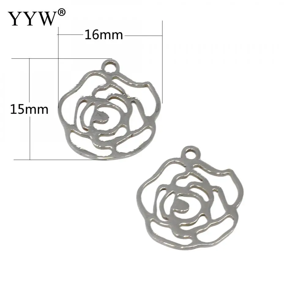 Sweet Stainless Steel Flower Pendants Hollow Rose Fit Necklaces Bracelets Choker DIY Jewelry Making Accessories 50PCs/Bag 
Sweet Stainless Steel Flower Pendants Hollow Rose Fit Necklaces Bracelets Choker DIY Jewelry Making Accessories 50PCs/Bag
