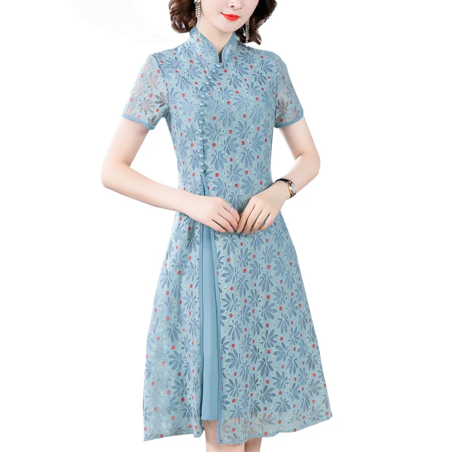 2021 Vintage Blue Lace Chinese Style Midi Dresses Spring Summer Plus Size Print Runway Dress Classy Women Bodycon Party Vestidos
2021 Vintage Blue Lace Chinese Style Midi Dresses Spring Summer Plus Size Print Runway Dress Classy Women Bodycon Party Vestidos