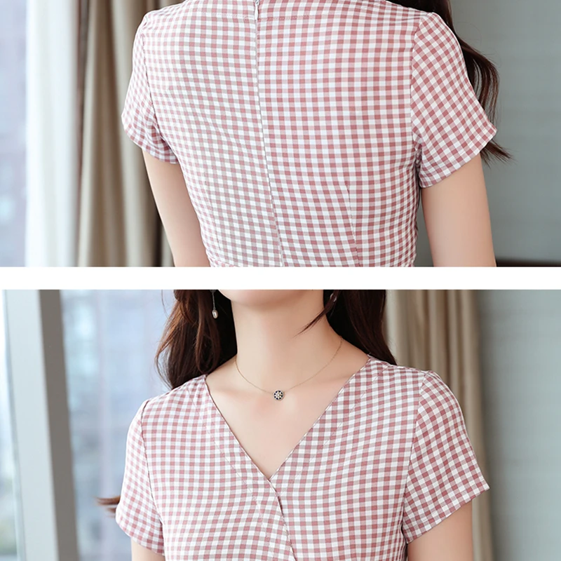 Sweet French A-line V-neck Plaid Dress Women Simple Retro Summer Short Sleeve Ladies Work Dress
Sweet French A-line V-neck Plaid Dress Women Simple Retro Summer Short Sleeve Ladies Work Dress
