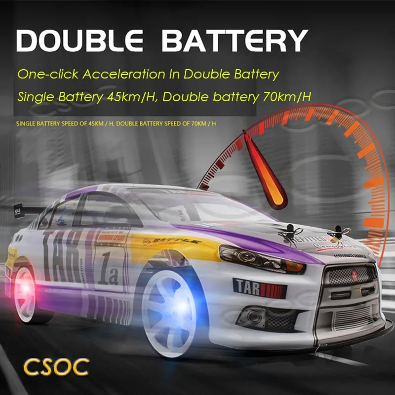 CSOC High speed 1/10 RC Racing Drifting Cars Remote Control One-click Acceleration In Double Battery Big Off-road 4WD for Adults
CSOC High speed 1/10 RC Racing Drifting Cars Remote Control One-click Acceleration In Double Battery Big Off-road 4WD for Adults