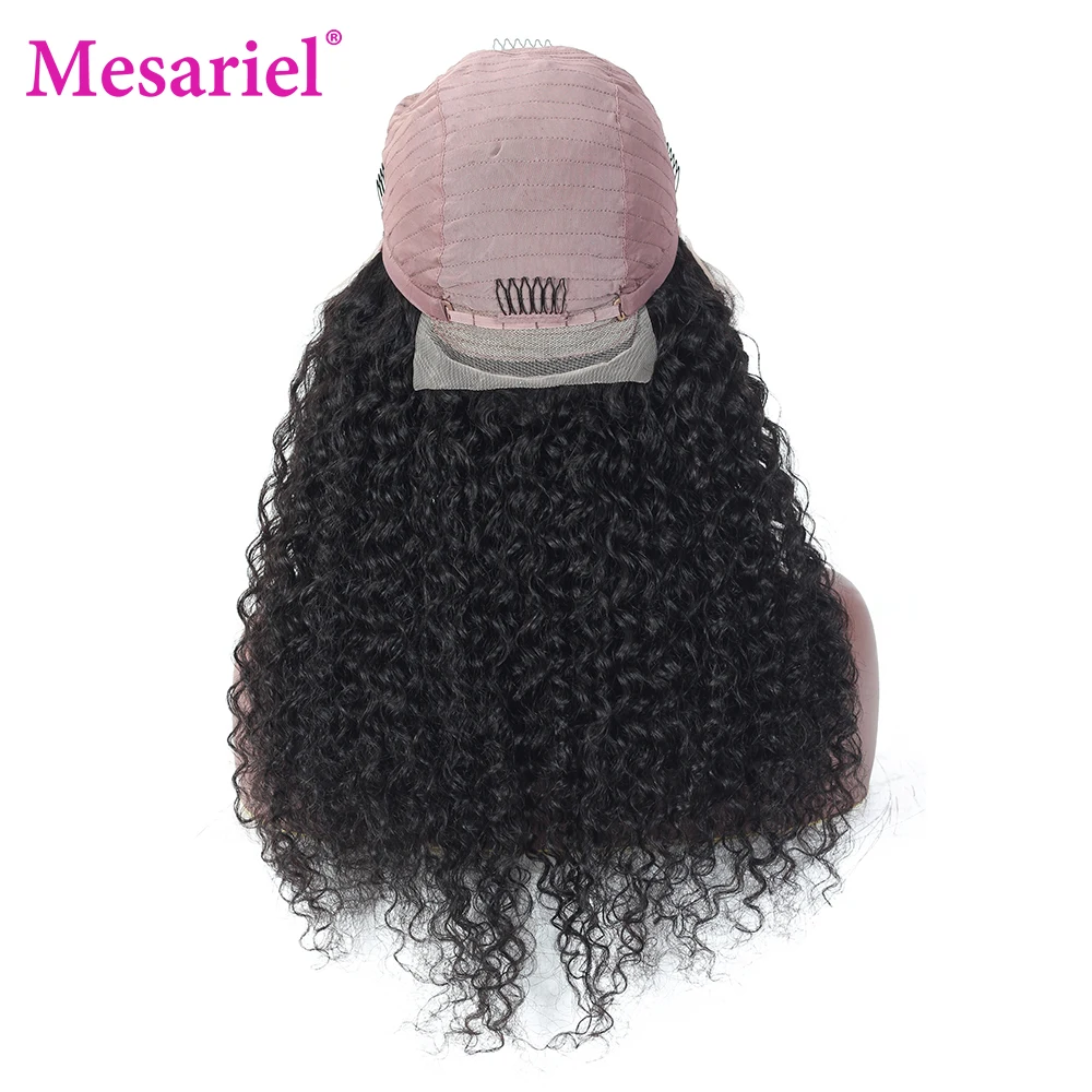 Mesariel Remy 150% 13x4 Lace Front Human Hair Wigs Brazilian Curly Frontal Wig Pre Plucked Bleached Knots | Шиньоны и парики