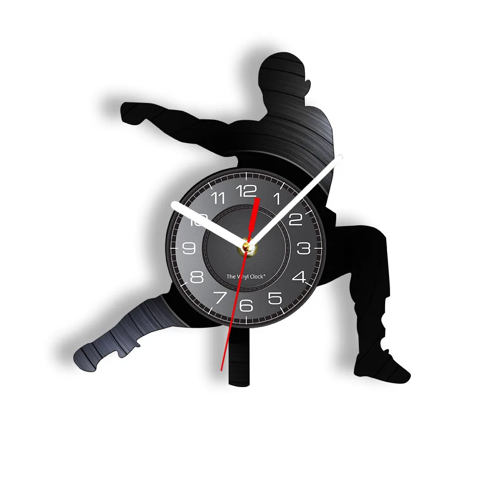 

Kungfu силуэт лазерная гравировка LP виниловая запись настенные часы боевое искусство домашний декор часы мастер истребитель тень искусство настенные часы