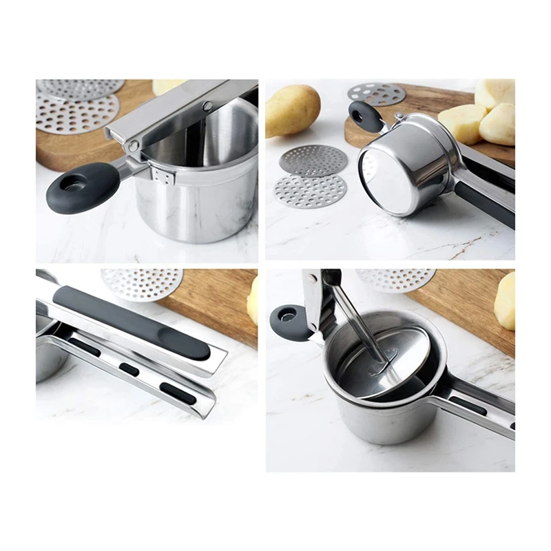 Stainless Steel Food Masher Press,with 3 Pieces Replaceable Strainer,with Peeler,for Potato Fruit Vegetable Fish Cakes
Stainless Steel Food Masher Press,with 3 Pieces Replaceable Strainer,with Peeler,for Potato Fruit Vegetable Fish Cakes