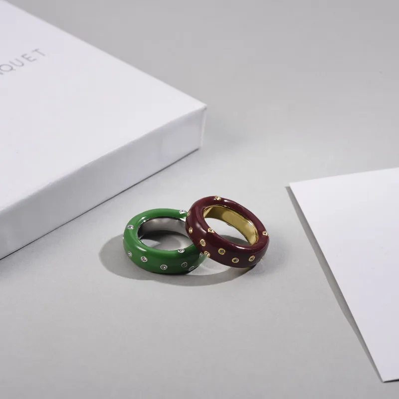 2021 New Drip Glazed Ring Green Enamel Drip Glazed with Diamond Ring Rings
2021 New Drip Glazed Ring Green Enamel Drip Glazed with Diamond Ring Rings