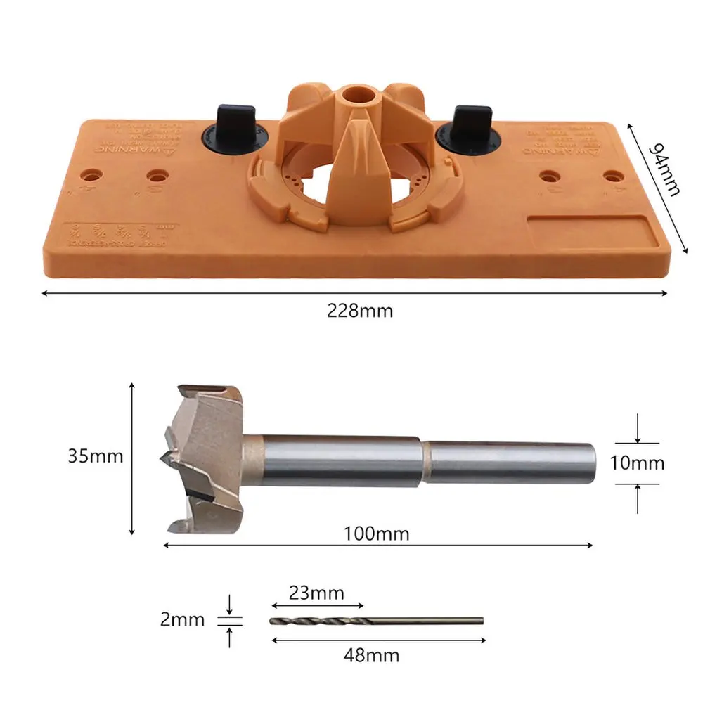 Concealed 35MM Cup Style Hinge Jig Boring Hole Drill Guide + Forstner Bit Wood Cutter Carpenter Woodworking DIY Tools |