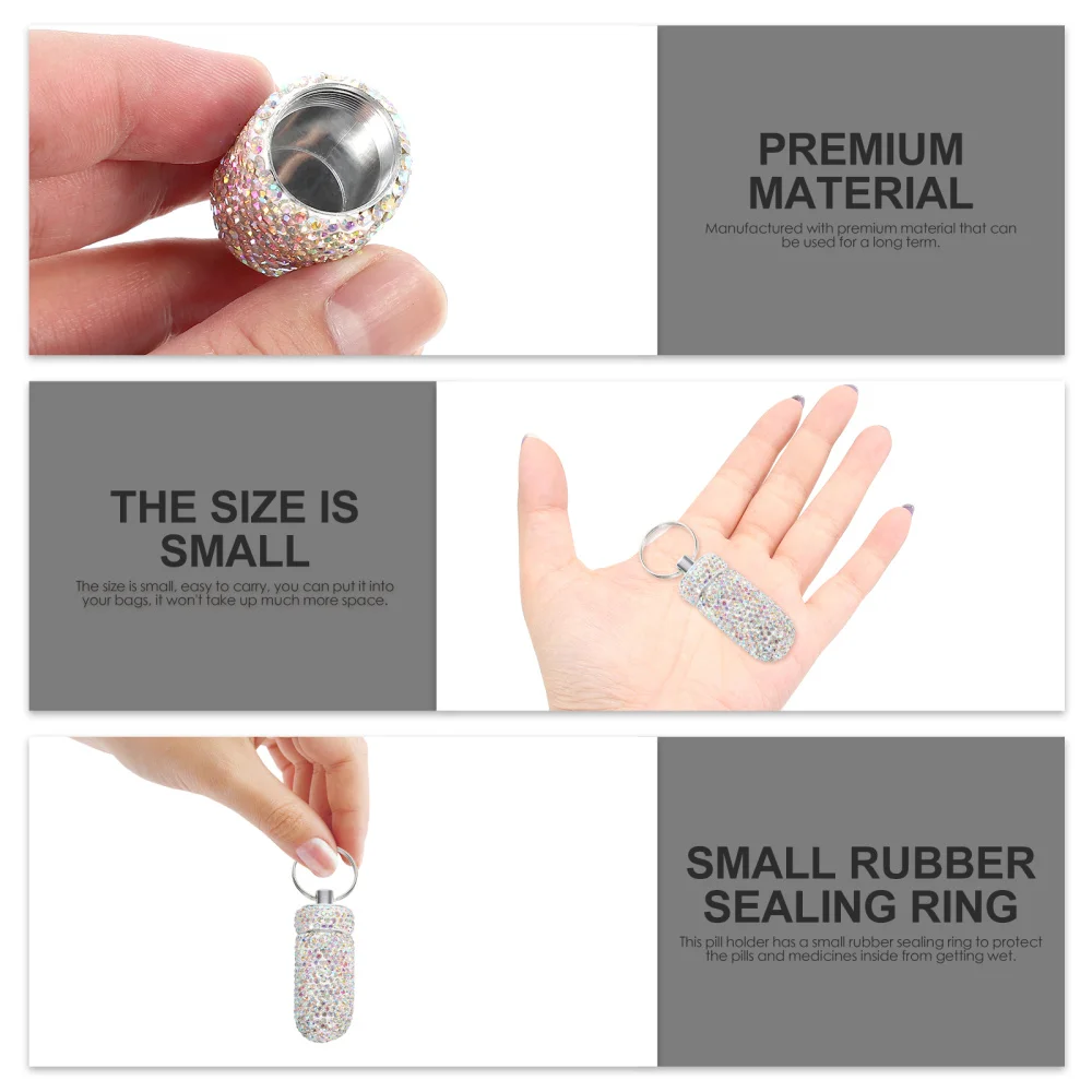 1pc Diamante Aluminum Alloy Pill Box Pill Holder Pill Case Pill Storage Box
1pc Diamante Aluminum Alloy Pill Box Pill Holder Pill Case Pill Storage Box