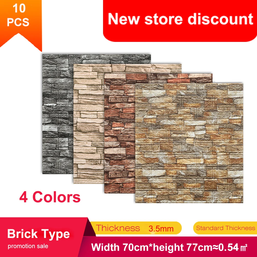 3D Wall Stickers 10PCS Imitation Brick Bedroom Decor Waterproof Self-adhesive Wallpaper For Kitchen Living Room Backdrop Decor
3D Wall Stickers 10PCS Imitation Brick Bedroom Decor Waterproof Self-adhesive Wallpaper For Kitchen Living Room Backdrop Decor