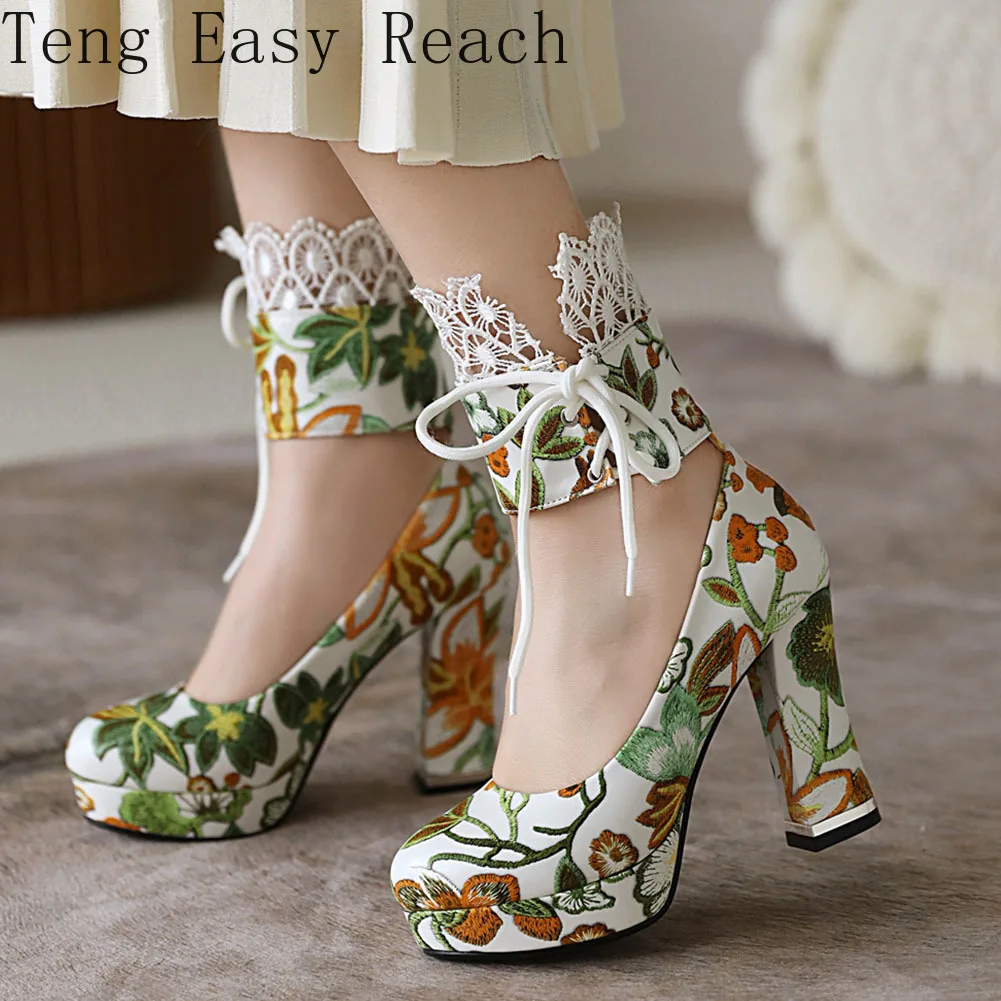 2021 Ankle Shoelace Strap Lace Platform Block High Heels Flowers Printed Party Lady Pumps Woman Shoes Plus Size 43 Party Heels
2021 Ankle Shoelace Strap Lace Platform Block High Heels Flowers Printed Party Lady Pumps Woman Shoes Plus Size 43 Party Heels