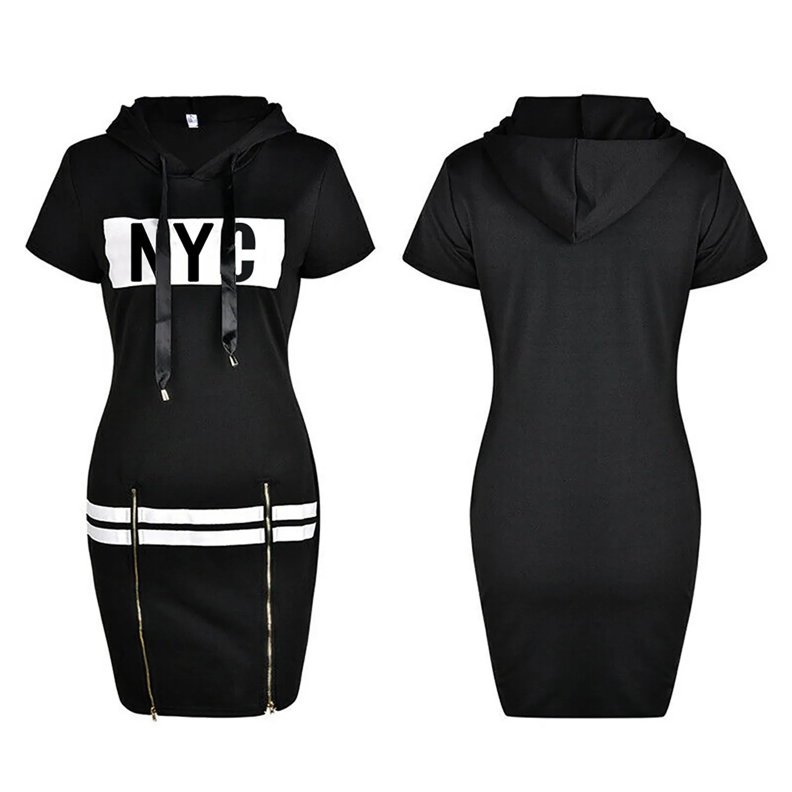 Letter Print Dress Women Pullover Zipper Hooded Print Slim Fit Bodycon Club Party Dress Loose Short Sleeve Mini Dress Robe Femme
Letter Print Dress Women Pullover Zipper Hooded Print Slim Fit Bodycon Club Party Dress Loose Short Sleeve Mini Dress Robe Femme