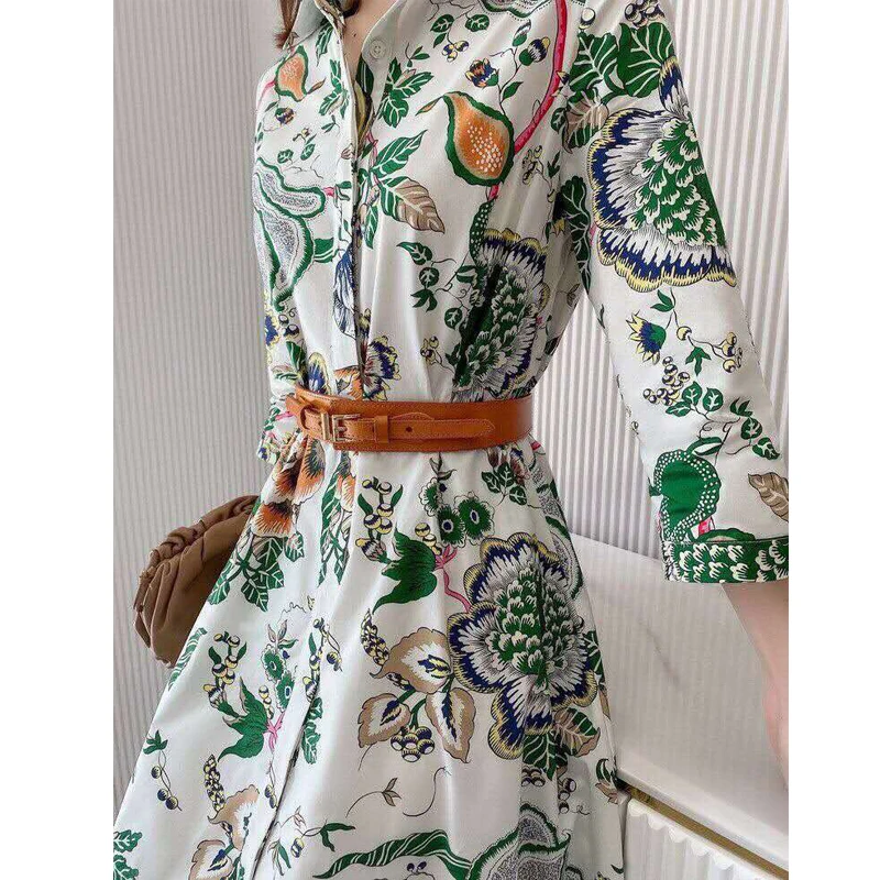 AELESEEN Designer Runway Autumn Dress Women 3/4 Sleeve Flower Print Fashion Belt Vintage Ladies Party A Line Mid Dresses
AELESEEN Designer Runway Autumn Dress Women 3/4 Sleeve Flower Print Fashion Belt Vintage Ladies Party A Line Mid Dresses