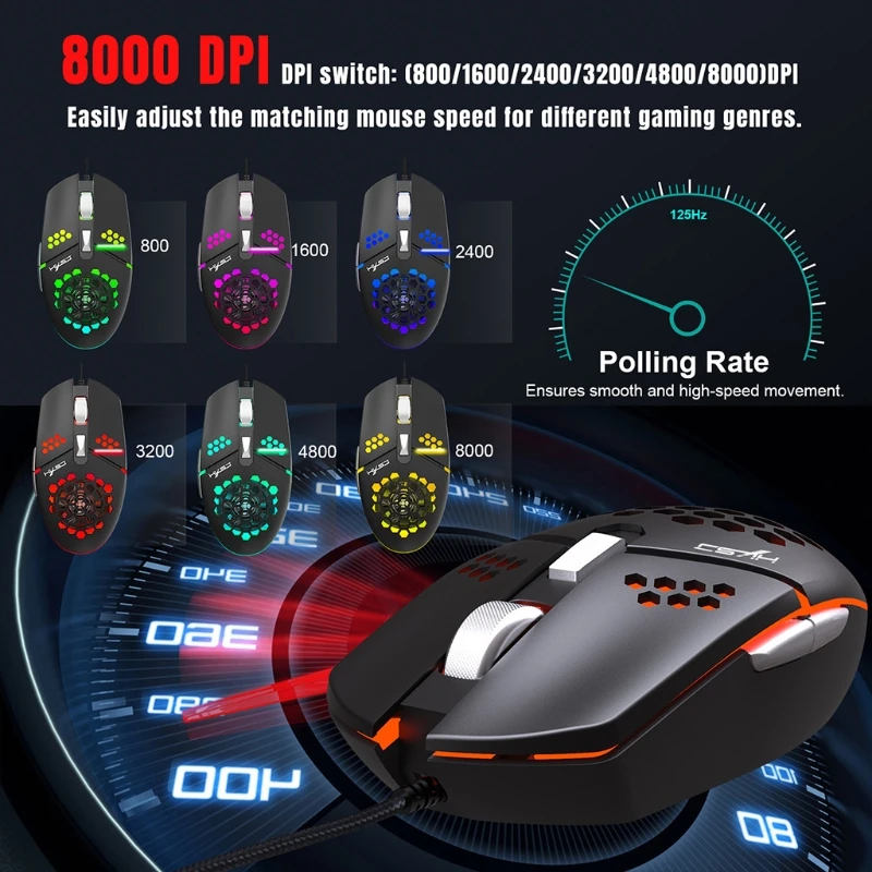 USB Wired Programmable Gaming Mouse RGB Backlit Mouse 6 Buttons 8000DPI Honeycomb Shell Mouse with Fan for PC Laptop
USB Wired Programmable Gaming Mouse RGB Backlit Mouse 6 Buttons 8000DPI Honeycomb Shell Mouse with Fan for PC Laptop