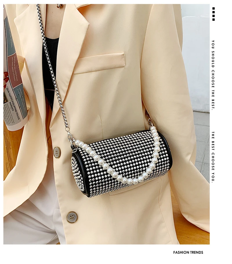 Rhinestone Pearl Women Fashion Bling Diamonds Rivet Shoulder Bag Luxury Baguette Ladies Dinner Party Clutch Purse
Rhinestone Pearl Women Fashion Bling Diamonds Rivet Shoulder Bag Luxury Baguette Ladies Dinner Party Clutch Purse
