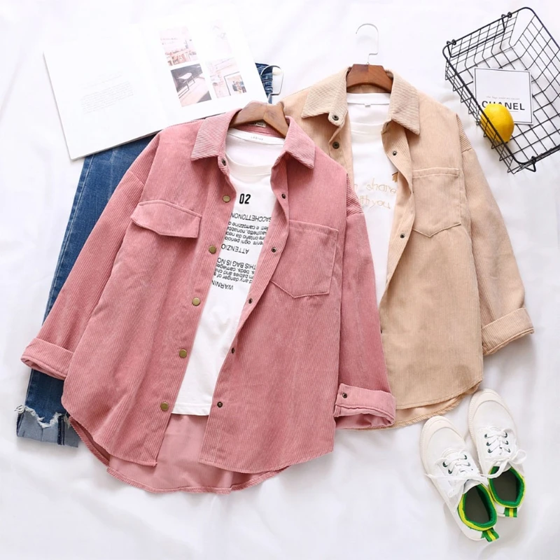 Women Corduroy Velvet Long Sleeve Blouse Turn-Down Collar Button Down Vintage Shirt Solid Color Asymmetric Loose Autumn M7DD 
Women Corduroy Velvet Long Sleeve Blouse Turn-Down Collar Button Down Vintage Shirt Solid Color Asymmetric Loose Autumn M7DD