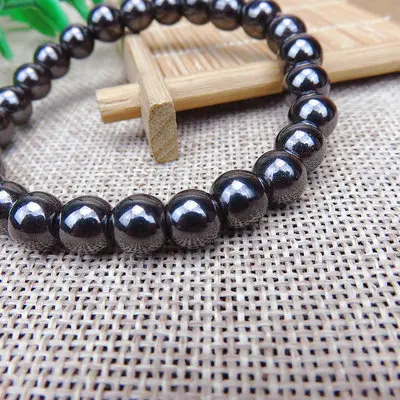 Simple beaded elastic magnetic magnet bracelet black beads therapy health jewelry | Украшения и аксессуары