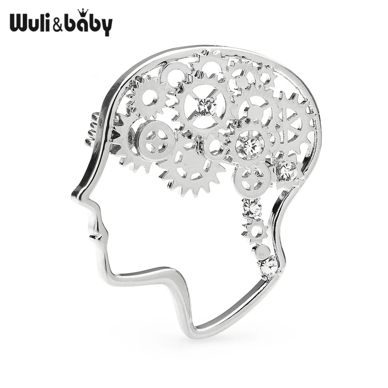 Wuli&baby Alloy Machine Brain Head Brooches For Women 2-color Figure Party Office Brooch Pins Gifts | Украшения и аксессуары