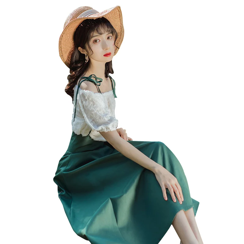 Women's two-piece set fringed lace white blouse romantic sling half-length skirt female retro pastoral style summer new dress
Women's two-piece set fringed lace white blouse romantic sling half-length skirt female retro pastoral style summer new dress