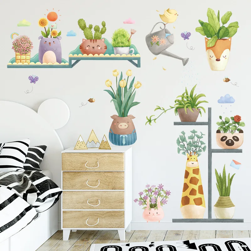 Фото Горшечные растения бонсай наклейки на стену с цветочным принтом домашний декор