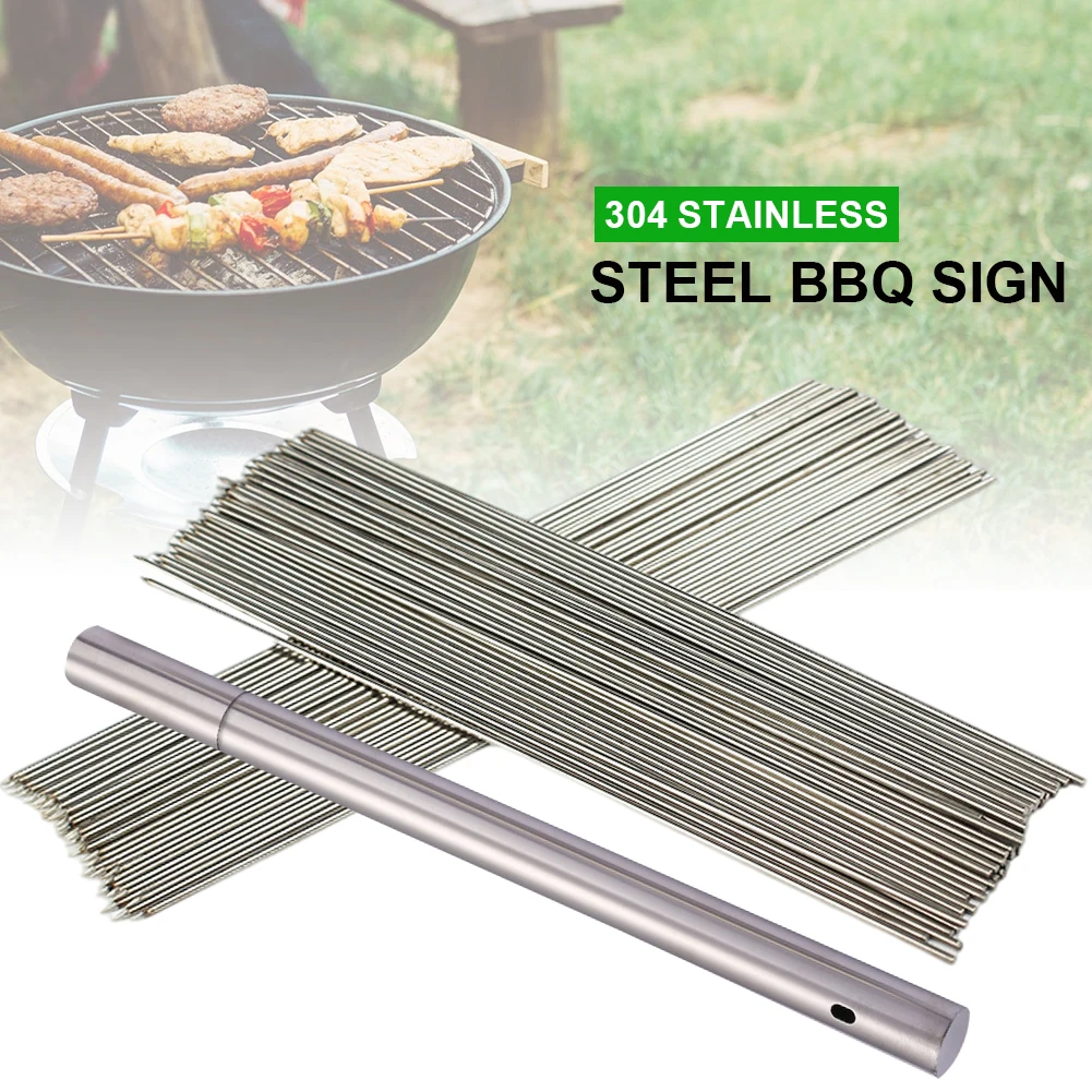 100Pcs Barbecue Skewers Reusable Stainless Steel Kabob Skewers with Storage Tube Metal Needle Sticks for Grilling BBQ Picnic
100Pcs Barbecue Skewers Reusable Stainless Steel Kabob Skewers with Storage Tube Metal Needle Sticks for Grilling BBQ Picnic
