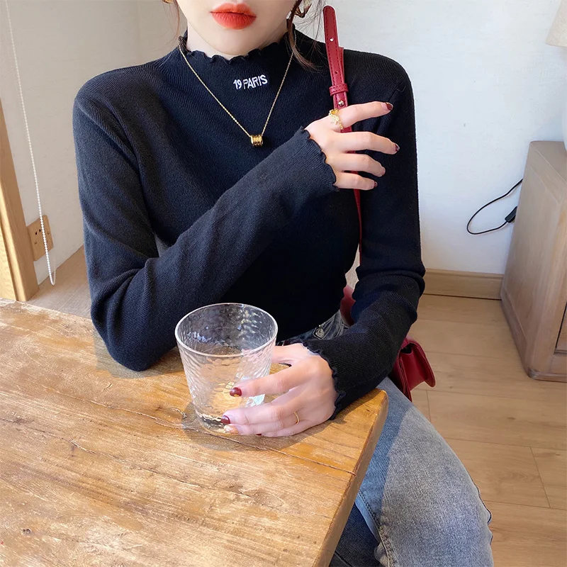 Черная нижняя рубашка Женская популярная новинка весна-осень 2021 Топ с длинным рукавом в западном стиле универсальная облегающая внутрення...
Черная нижняя рубашка Женская популярная новинка весна-осень 2021 Топ с длинным рукавом в западном стиле универсальная облегающая внутрення...