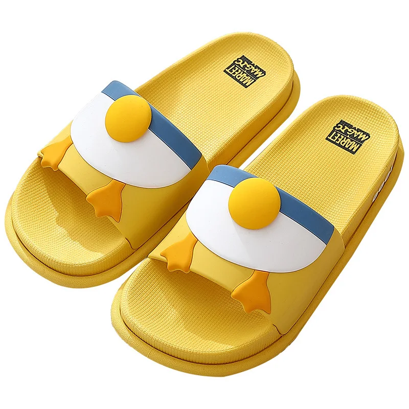 CEVABULE Slippers Female Summer Couple Cartoon Cute Duck Indoor Outdoor Wear Thick-soled Non-slip Men's Sandals and Slippers GYB