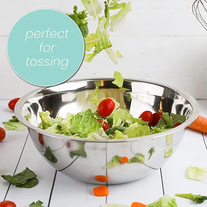 Stainless Steel Mixing Bowl Non Slip Nesting Whisking Bowls Food Storage Container Mixing Bowls for Salad Egg Cooking Baking 
Stainless Steel Mixing Bowl Non Slip Nesting Whisking Bowls Food Storage Container Mixing Bowls for Salad Egg Cooking Baking