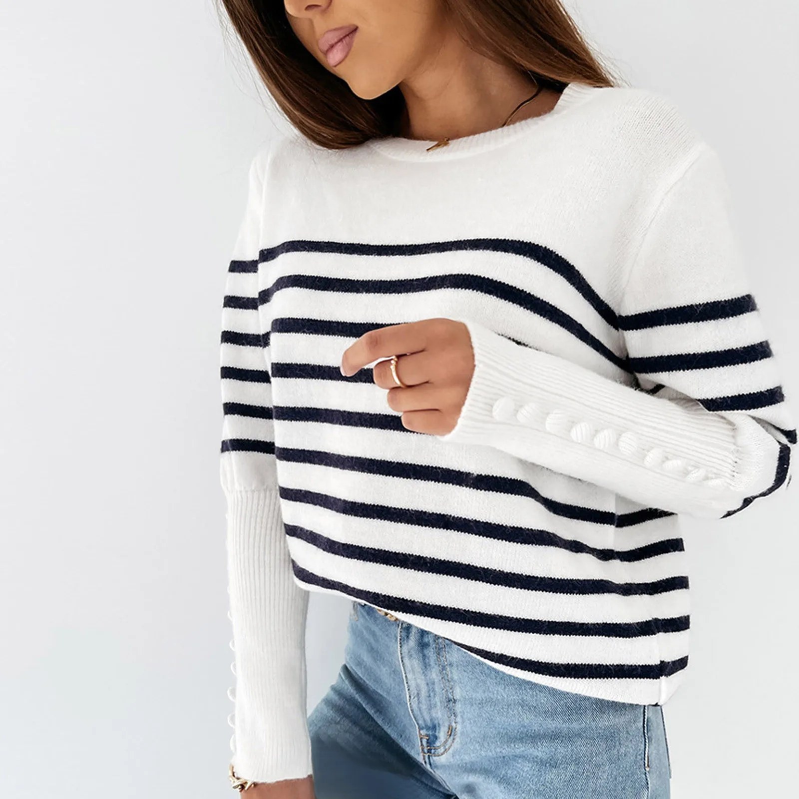 Женский зимний Свитер с круглым вырезом, Полосатый пуловер в стиле пэчворк, блузка, вязаный Свитер на пуговицах, Женский Оверсайз Пуловеры
Женский зимний Свитер с круглым вырезом, Полосатый пуловер в стиле пэчворк, блузка, вязаный Свитер на пуговицах, Женский Оверсайз Пуловеры