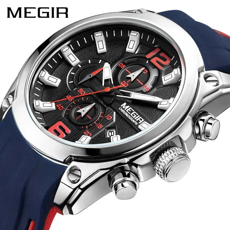 MEGIR Men's Chronograph Quartz Watch Fashion Silicone Strap Wristwatch Sport Luminous Waterproof Watches Mens Relogio Masculino
MEGIR Men's Chronograph Quartz Watch Fashion Silicone Strap Wristwatch Sport Luminous Waterproof Watches Mens Relogio Masculino