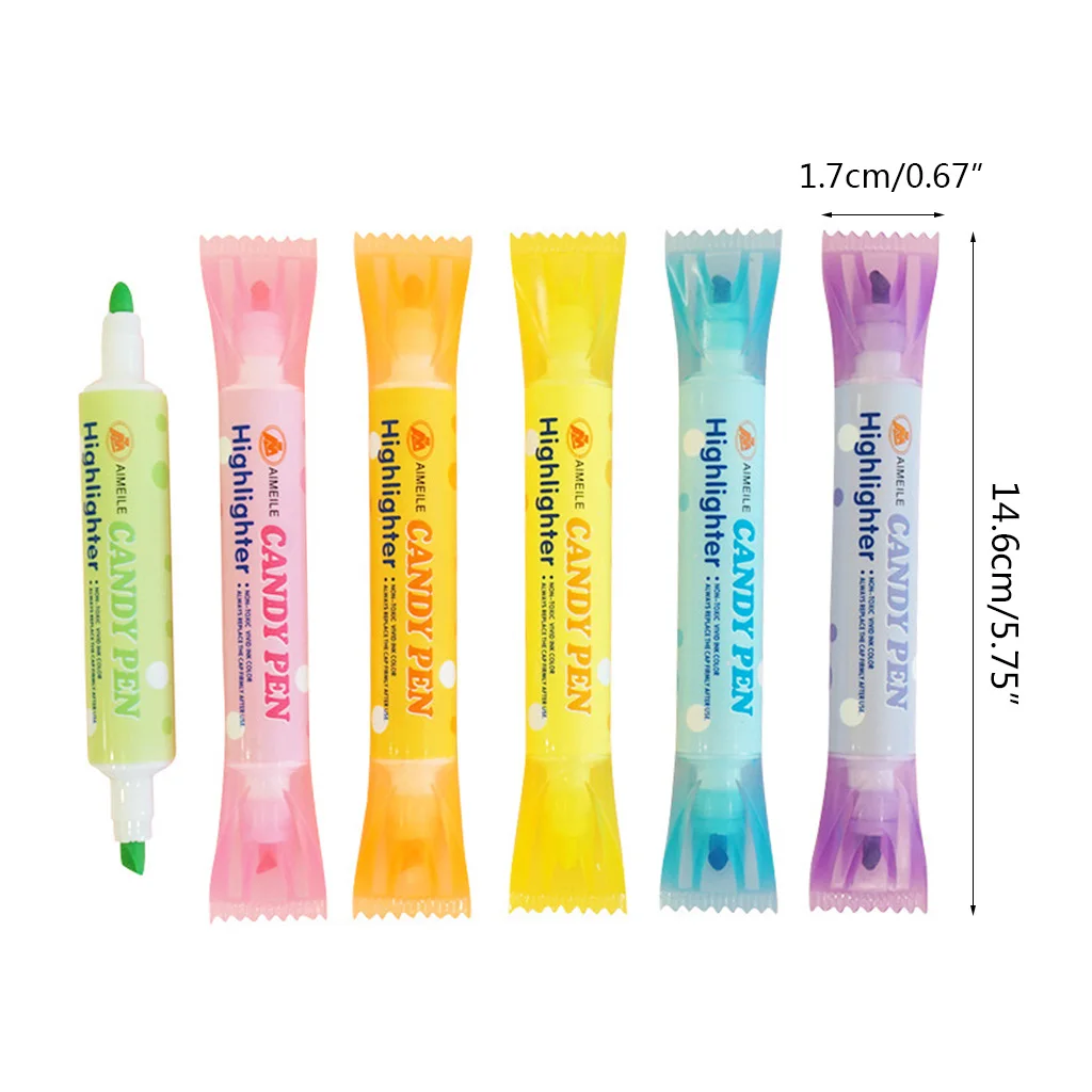 6 Pcs Portable Cartoon Fluorescent Pen Double Ended Creative Cartoon Highlighter Cartoon Candy Highlighter for Coloring
6 Pcs Portable Cartoon Fluorescent Pen Double Ended Creative Cartoon Highlighter Cartoon Candy Highlighter for Coloring