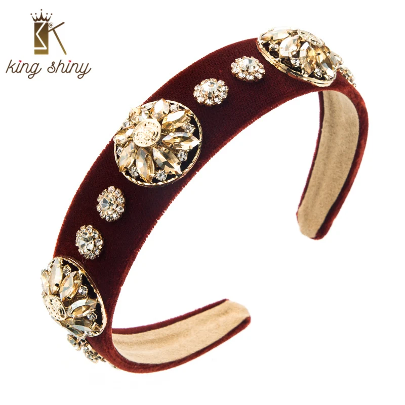 King Shiny Vintage Baroque Crystal Flower Headband Luxury Sparkly Rhinestone Beaded Velvet Hairband Girls Party Hair Accessories
King Shiny Vintage Baroque Crystal Flower Headband Luxury Sparkly Rhinestone Beaded Velvet Hairband Girls Party Hair Accessories