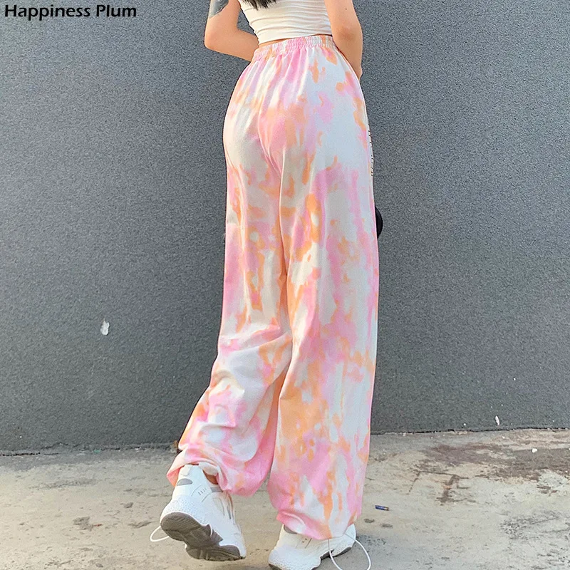 Tie-dyed sports women's trousers all-match elastic high waist loose straight leg trousers fashion casual Harajuku jogging pants
Tie-dyed sports women's trousers all-match elastic high waist loose straight leg trousers fashion casual Harajuku jogging pants