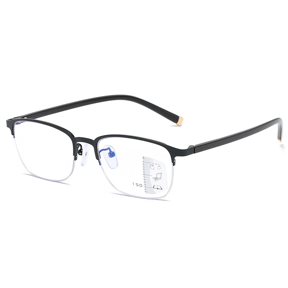 

Progressive Multifocus See Near and Far Reading Glasses Women Men Semi-rim Alloy Classic Anti-blu Anti Fatigue +1 +2 + 3 to +4