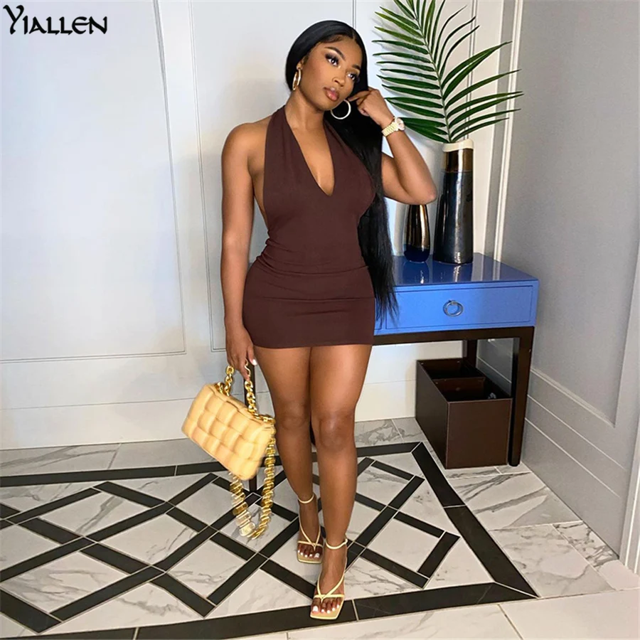 Yiallen Summer Y2K Deep V-Neck Halter Mini Dress Backless Sleeveless Bandage Bodycon Vacation Skinny Clubwear Trend Outfits New
Yiallen Summer Y2K Deep V-Neck Halter Mini Dress Backless Sleeveless Bandage Bodycon Vacation Skinny Clubwear Trend Outfits New
