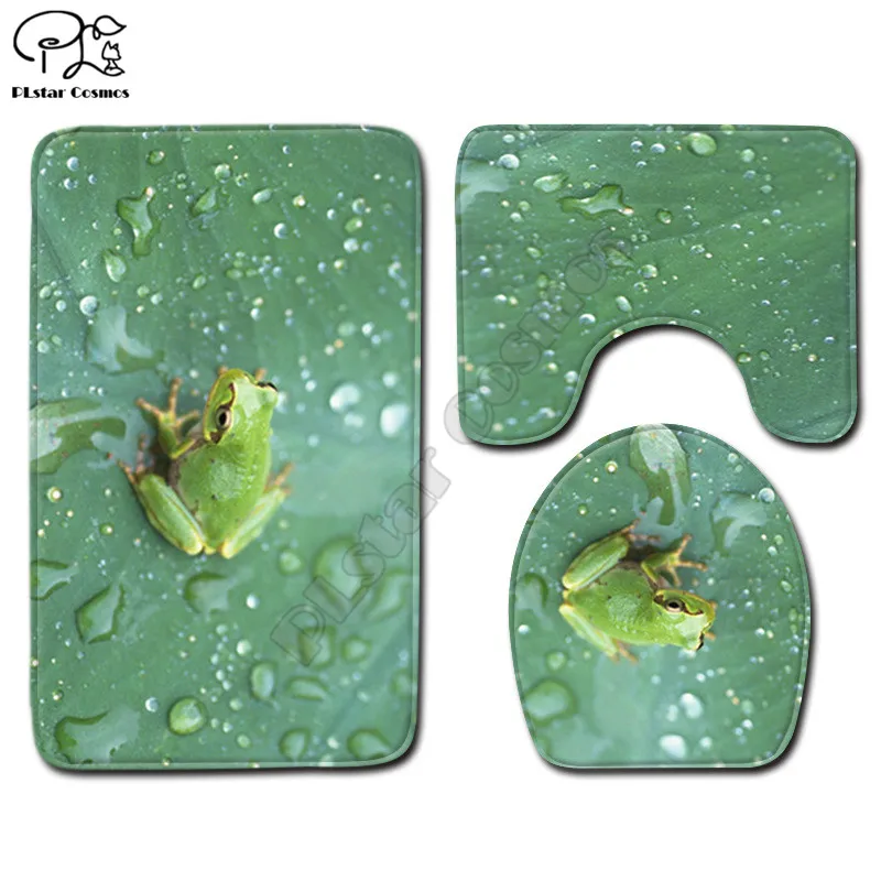 Animal frog pattern 3D printed Bathroom Pedestal Rug Lid Toilet Cover Bath Mat Set drop shipping style-3 |