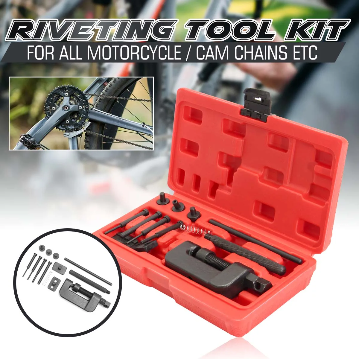 Motorcycle Heavy Chain Breaker Cutter Riveter Tool Kit 428/ 430/520/525/530 Splitte
Motorcycle Heavy Chain Breaker Cutter Riveter Tool Kit 428/ 430/520/525/530 Splitte