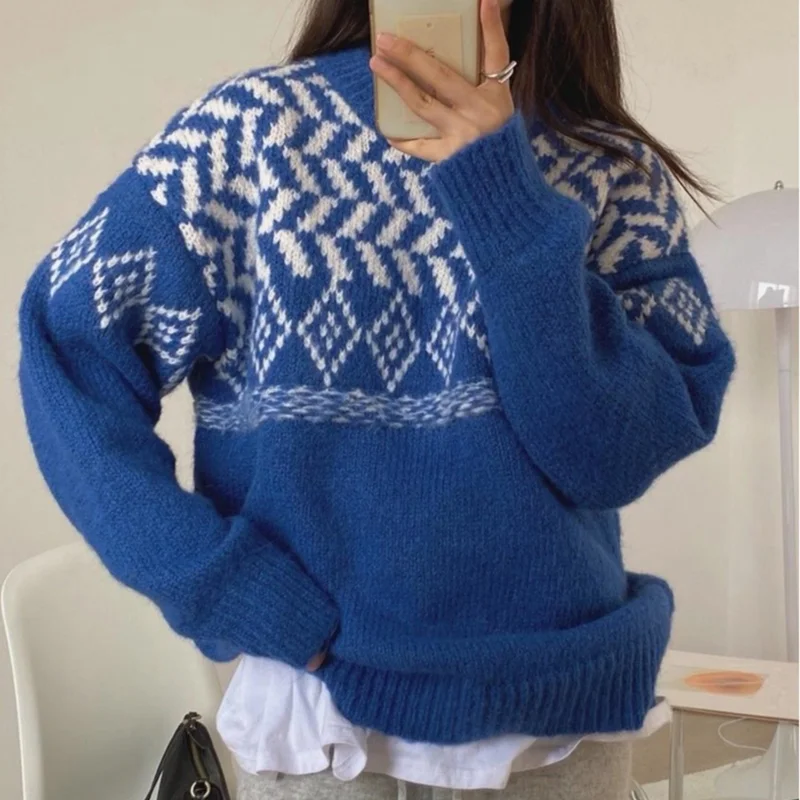 Hzirip 2021 New Blue Christmas Sweater Thick Warm Knitted Pullover Tops Women Korean Style Vintage Outwear Sweaters Female
Hzirip 2021 New Blue Christmas Sweater Thick Warm Knitted Pullover Tops Women Korean Style Vintage Outwear Sweaters Female