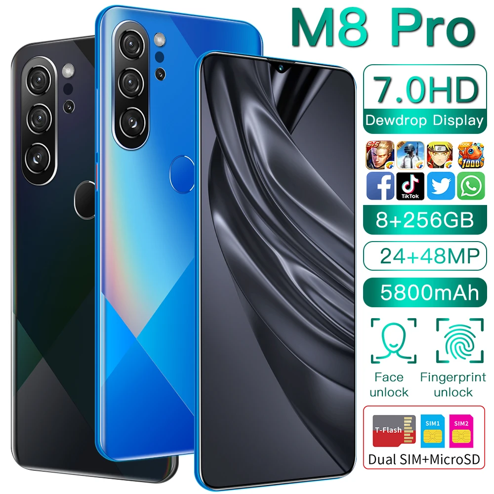 Global Version M8 Pro 7.0 Inch HD Full screen Smartphones Android 10.0 8GB+256GB Mobile Phones 24+48MP Camera Cellphones
Global Version M8 Pro 7.0 Inch HD Full screen Smartphones Android 10.0 8GB+256GB Mobile Phones 24+48MP Camera Cellphones